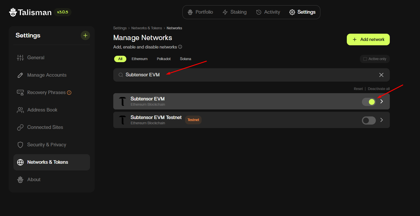 Enable Subtensor EVM2